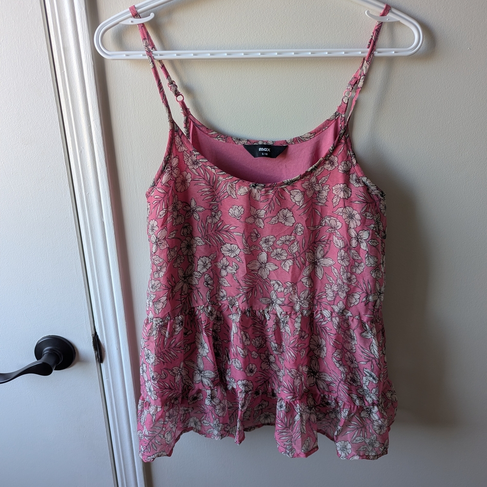 Floral Pink Spaghetti Strap Top